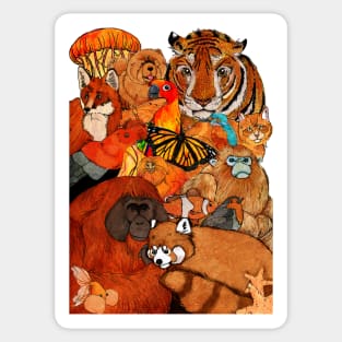 Orange Animals Sticker